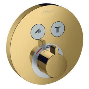 Hansgrohe Shower Select - Termostatická baterie pod omítku pro 2 spotřebiče, leštěný vzhled zlata 15743990