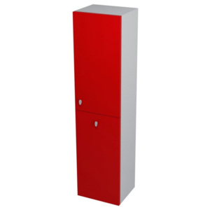 Sapho AILA skříňka vysoká s košem 35x140x30cm, pravá, červená/stříbrná 55672