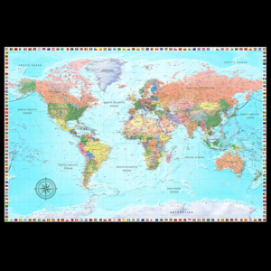 Murando DeLuxe Mapa na korkové tabuli - svět rozmanitosti 90x60 cm