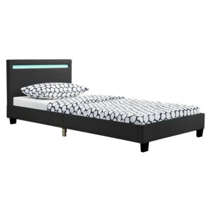 Eshopist Čalouněná postel Verona 90 x 200 cm s LED osvětlením v černé barvě