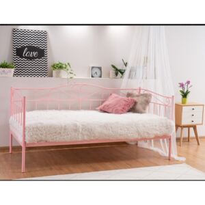 Kovová postel Birma 90 x 200 cm růžová