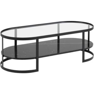 SCANDI Černý skleněný odkládací stolek Rollo 56 x 26 cm