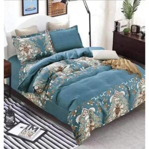 Bavlissimo 7-dílné povlečení bavlna ornament modrozelená 140x200 na dvě postele