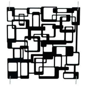 Paraván, vzor labyrint, 29 x 29 cm, sada 4ks, černá