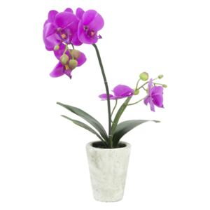 Umělá květina Fialová orchidej s květináčem - 6 květů, 56 cm