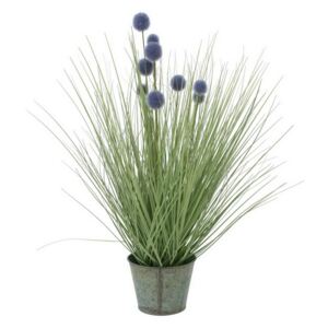 Umělá Tráva s fialovými květy v květináči, 53cm
