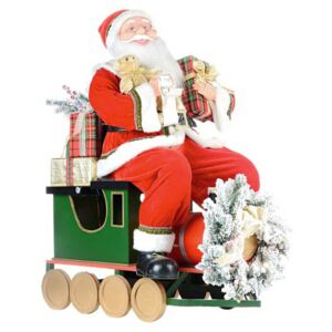 Figurína Santa Claus ve vlaku, 90cm (Vánoční figurína)