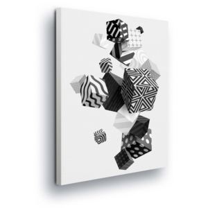 GLIX Obraz na plátně - Černo-bílé Abstraktní Hrací Kostky 80x60 cm