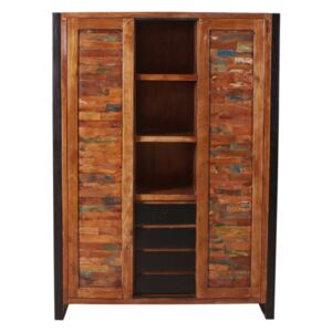 Masivní designová skříňka Taron z recyklovaného tvrdého dřeva 130 x 40 x 180 cm