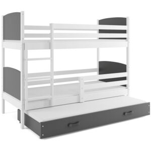B2b1 BMS-group Patrová postel s přistýlkou TAMI 3 90x200 cm, bílá/grafitová Pěnová matrace
