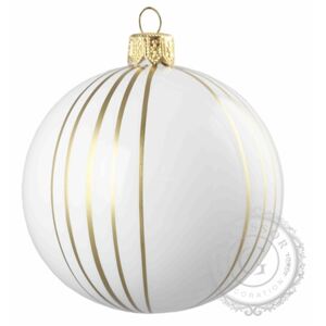 Vánoční koule bílá zlaté proužky