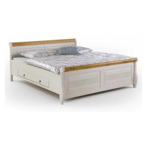 Masivní postel s úložným prostorem z borovice Harald: Bílá 140x200 s úložným prostorem