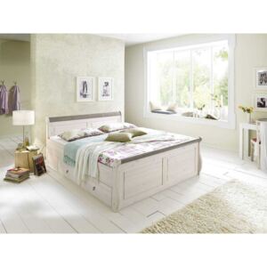 Borovicová postel z masivu Komfort Harald: Bílá 140x200 s úložným prostorem
