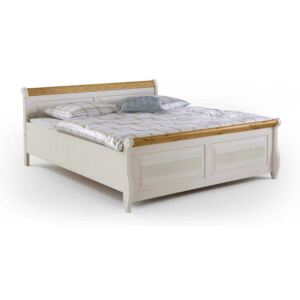 Dřevěná postel Harald z borovice: Bílá / kolonial 180x200