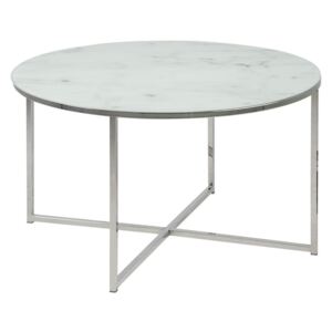 Konferenční stolek Venice 80 cm, sklo, bílá/chromová