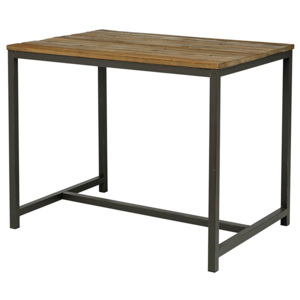 Barový stůl s dřevěnou deskou 130x90 cm s černou kovovou podnoží DO204