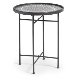 Černý odkládací stolek LaForma Adri 45 cm s vzorovaným motivem