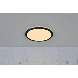 Stropní nízké LED svítidlo do koupelny NORDLUX Oja 3000/4000 K - Ø 424 x 23 mm, 19 W, kulaté, bílé s černým rámečkem