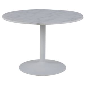 SCANDI Bílý mramorový kulatý jídelní stůl Theon 110 cm