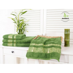 Night in Colours Bambusový ručník tmavě zelený 50x90 Bamboo Luxus (480g/m2)