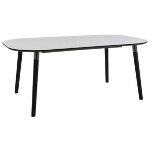 SCANDI Bílý rozkládací jídelní stůl Polo I 180 cm s černou podnoží