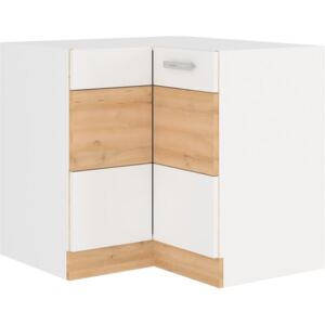 Spodní rohová kuchyňská skříňka 89 x 89 cm 09 - MAX - Bílá / Buk iconic