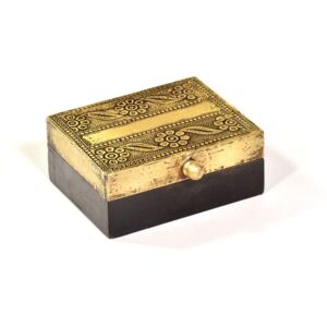 Dřevěná ozdobná krabička (šperkovnice), mosazné kování, 11x8x5cm