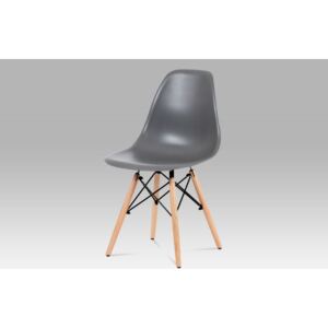 Autronic CT-758 GREY - Jídelní židle, plast šedý / masiv buk / kov černý