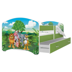 Dětská postel s potiskem LUCIE + matrace + rošt ZDARMA, 160x80, bílý/VZOR 34