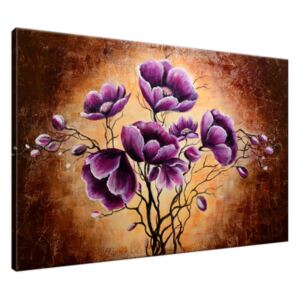 Ručně malovaný obraz Rostoucí fialové květy 120x80cm RM1506A_1B