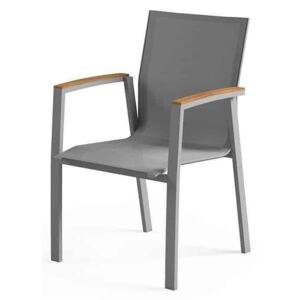 Zumm Garden Furniture® Zahradní hliníková židle LEON teak šedá