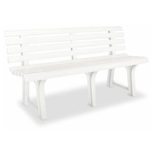 Goleto Zahradní plastová lavička - bílá | 145 cm x 49 cm x 74 cm