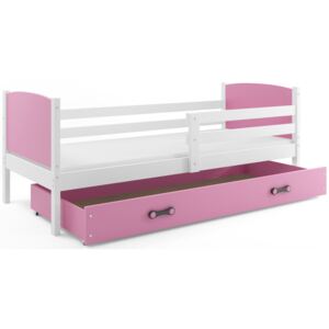 B2b1 BMS-group Dětská postel TAMI 1 90x200 cm, bílá/růžová Pěnová matrace