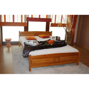 Vyvýšená postel ANGEL + pěnová matrace DE LUX 14 cm + rošt, 180 x 200 cm, olše-lak