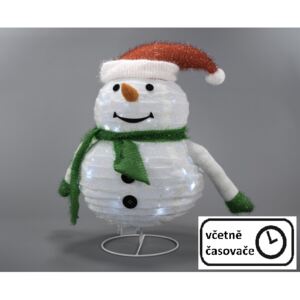 Vánoční dekorace - sněhulák, 30 LED, 58 cm