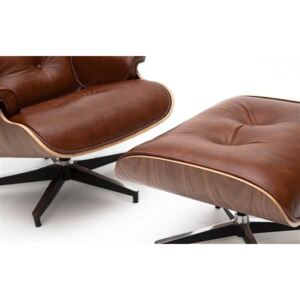 Podnožka Vip inspirovaná Lounge Chair hnědá / ořech