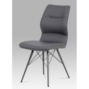 Jídelní židle z ekokůže šedé barvy se speciálně tvarovaným opěrákem HC-781 GREY