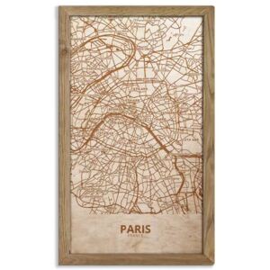 Dřevěný obraz města PAŘÍŽ v dubovém rámu