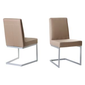 Béžová kovová židle s koženým sedákem – ARCTIC