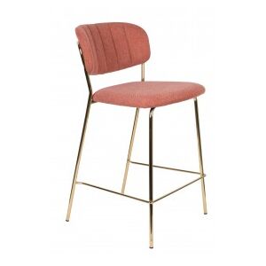 White Label Living Barová židle s područkami JOLIEN ZUIVER růžová/nohy zlaté