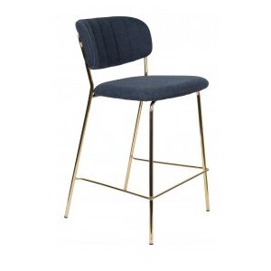 White Label Living Barová židle s područkami JOLIEN ZUIVER tmavě modrá/nohy zlaté
