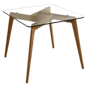 Čtvercový jídelní stůl s hnědýma nohama Marckeric Janis, 90 x 90 cm