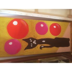 Ručně malovaný obraz Alena Štika - Černá kočka