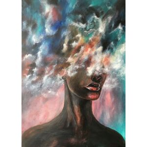 Ručně malovaný obraz Eliška Jandová - s hlavou v oblacích