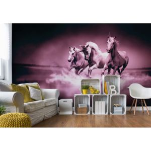 Fototapeta - Unicorns Horses Pink Vliesová tapeta - 250x104 cm