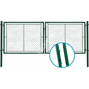 Brána IDEAL II. dvoukřídlá, 3605x1950 mm, Zn+PVC, zelená