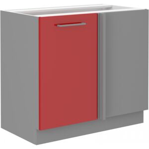 Spodní rohová skříňka do kuchyně 90x82 cm 04 - HULK - Červená lesklá