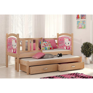 Dětská postel DOBBY P2 s potiskem + matrace + rošt ZDARMA 184x80, borovice/vzor 08