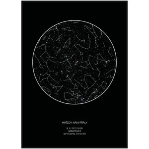 Hvězdná mapa vašeho životního okamžiku Rozměr plakátu: 40 x 50 cm, Barva pozadí: Černá