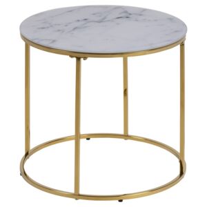 SCANDI Bílo-zlatý skleněný konferenční stolek Morgan 50 cm